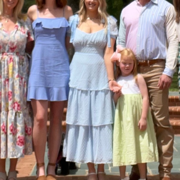 Sky blue Lulu’s dot tiered midi dress (worn once) - Picture 2 of 2